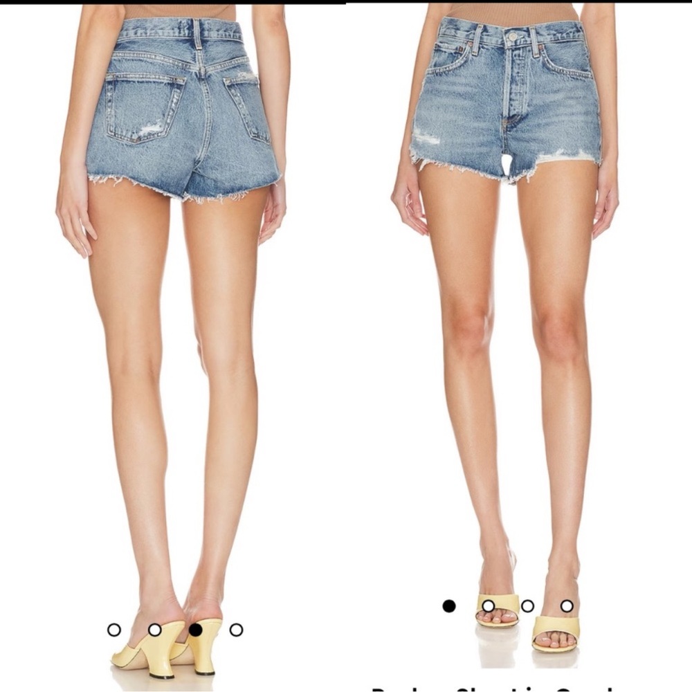 AGOLDE Parker Shorts in Grudge 31 Distressed Button Fly Denim Cutoff